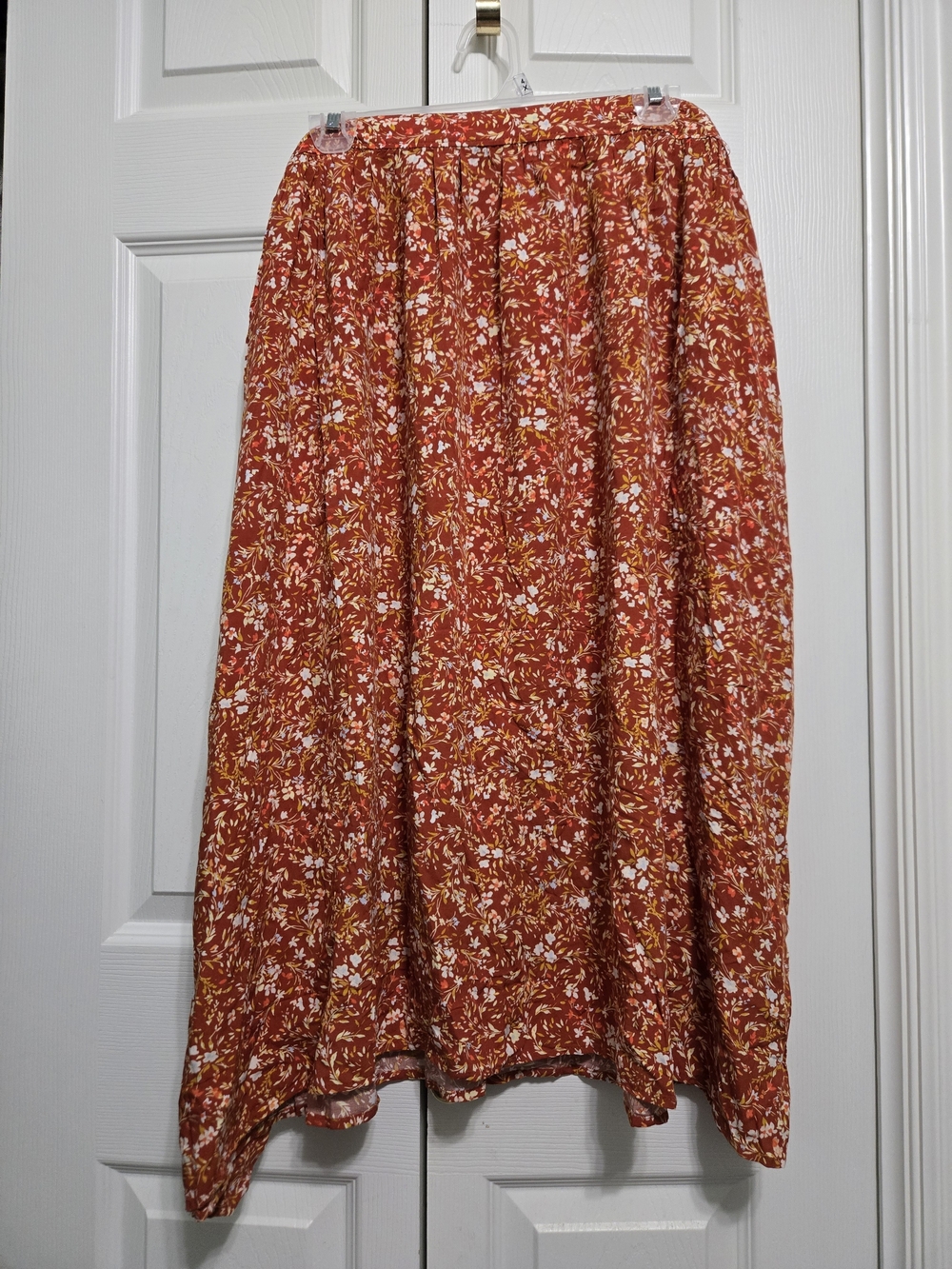 Old Navy Rust Floral Midi Skirt